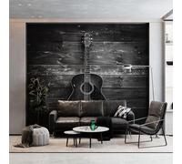 Murals Photo Wallpaper Distressed Art Wood Grain Guitar Wallpaper, 3D Children's Room Retro Mural Wall Art Poster Picture, Boy Girl Bedroom Gift Decoration Wall Sticke 300 x 210 cm (WxH) Murals
