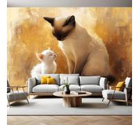 Murals Photo Wallpaper Siamese cat Non-Woven Premium Art Print Brown Wall Mural Poster for Boys Girls Bedroom Home Decor 250 x 180 cm
