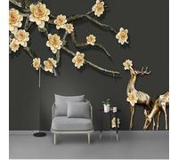 Murals Wall Art Magnolia Flower Deer Photo Wallpaper Non-Woven Art Print Wallpaper Silk-Like Wall Stickers Bedroom Living Room Sofa Tv Background 280Cm(H) X460Cm(W)