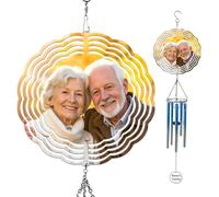 Muralscape 29" Memorial Wind Chimes Outdoor,Personalized Wind Chime with Photo and Text,Sympathy Gifts for Loss of Loved One Mom Dad,Metal Waterproof 3D Mandala Hanging Windchimes Outdoor Decor