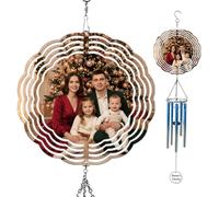 Muralscape 31" Personalized Wind Chime with Photo and Text,Waterproof Metal Mandala Memorial Wind Chime for Outside,Birthday Gifts for Mom,Grandma,Wife,Outdoor Garden Decor