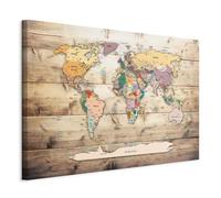 murando Acoustic Canvas Wall Art 90x60 cm / 35" x 24" picture with acoustic foam sound absorption print image Artwork 1 pc room acoustics soundproofing world map wood k-B-0009-b-b