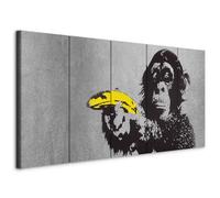 murando Acoustic Canvas Wall Art Banksy Monkey Banana 225x90 cm / 89" x 35" picture with acoustic foam sound absorption print image Artwork 5 pcs room acoustics soundproofing Monkey i-C-0110-b-m