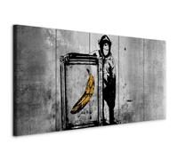 murando Acoustic Canvas Wall Art Banksy Monkey Banana 225x90 cm / 89" x 35" picture with acoustic foam sound absorption print image Artwork 5 pcs room acoustics soundproofing i-C-0116-b-m