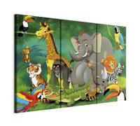 murando Acoustic Canvas Wall Art Children's room 120x80 cm / 47" x 32" picture with acoustic foam sound absorption print image Artwork 3 pcs room acoustics soundproofing Animals Jungle e-B-0007-b-e