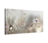 murando Acoustic Canvas Wall Art Dandelion 120x40 cm / 47" x 16" picture with acoustic foam sound absorption print image Artwork 1 pc room acoustics soundproofing Flowers Nature grey