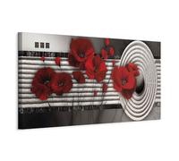 murando Acoustic Canvas Wall Art Poppies 135x45 cm / 53" x 18" Picture with acoustic foam sound absorption print image Artwork 1pcs room acoustics soundproofing Flower Sand red beige b-A-0795-b-a