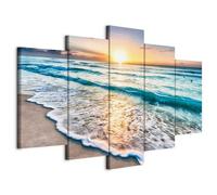 murando Acoustic Canvas Wall Art Sea and Beach 200x100 cm / 79" x 39" picture with acoustic foam sound absorption print image Artwork 5 pcs room acoustics soundproofing c-B-0552-b-m