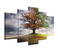 murando Acoustic Canvas Wall Art Tree 200x100 cm / 79" x 39" picture with acoustic foam sound absorption print image Artwork 5 pcs room acoustics soundproofing Moon Four Seasons c-A-0172-b-m