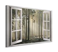 murando Acoustic Canvas Wall Art Window 120x80 cm / 47" x 32" picture with acoustic foam sound absorption print image Artwork 1 pc room acoustics soundproofing Forest Tree Landscape Fog c-C-0378-b-a