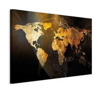 murando Acoustic Canvas Wall Art World map 120x80 cm / 47" x 32" picture with acoustic foam sound absorption print image Artwork 1 pc room acoustics soundproofing Land Map Continents Sun k-C-10000-b-a
