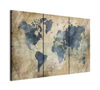 murando Acoustic Canvas Wall Art World map 135x90 cm / 53" x 35" picture with acoustic foam sound absorption print image Artwork 3 pcs room acoustics soundproofing k-A-0415-b-e