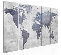 murando Acrylic Glass Prints Wall Art World map 200x80 cm/ 78.8"x31.5" Picture 5 pcs. Glass Panel Image Painting Photo Foto Modern Home Decor Motif grey concrete k-C-0087-k-m