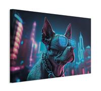murando AI Hand-Textured Canvas Wall Art Dog 120x80 cm / 48"x32" Canvas Print with Acrylic Gel Texture - Painting Modern Art Photo Wall Decoration - Abstract Colourful Cyberpunk Cyberdog g-H-10060-b-a