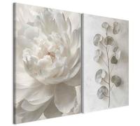murando - Art Set of 2 Canvases Wall Art White Peony 120x90 cm (2 pcs. 60x90 cm each) Acoustic Wall Multi Panels Canvas - 2 Piece - Large Print - Room Decor Living Room - Simple b-H-10207-b-a