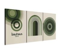 murando - Art Set of 3 Canvases Wall Art Geometric Circle 120x60 cm (3 pcs. 40x60 cm each) Acoustic Wall Multi Part Canvas - 3 Piece - Room Decor Print Living Room - Dark Green a-H-10131-b-a