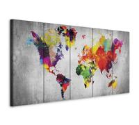 murando Canvas Wall Art 225x90 cm/ 90"x35" 5 pcs Large Canvas Prints XXL - Art Deco Pictures for Bedroom Walls - Home Decor Wall Pictures for Living Room - Continent World map k-A-0236-b-m