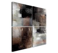 murando Canvas Wall Art Abstract 40x40 cm / 16"x16" Non-woven Canvas Prints Image Framed Artwork Painting Picture Photo Home Decoration 4 pcs Texture Black Brown Like Painted a-A-0467-b-i