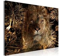 murando Canvas Wall Art Animal 120x80 cm / 48"x32" 1 pcs Large Canvas Prints XXL - Art Deco Pictures for Bedroom Walls - Home Decor Wall Pictures for Living Room Lion face Leaves gold g-C-0405-b-a