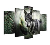 murando Canvas Wall Art Animal 150x75 cm / 59"x30" 5 pcs. Large Canvas Prints XXL Art Deco Pictures for Bedroom Walls Home Decor Wall Pictures for Living Room Wolf Abstract Moon Forest g-A-0257-b-m
