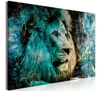 murando - Canvas Wall Art Animal 60x40 cm - 1 piece Non-woven Small Canvas Prints - Art Deco Pictures for Bedroom Walls - Home Decor Kitchen Wall Art - Lion face gold turquoise g-C-0402-b-a