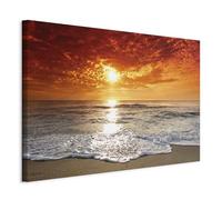 murando Canvas Wall Art Beach & Sea 120x80 cm / 48"x32" 1 pc. Large Canvas Prints XXL Art Deco Pictures for Bedroom Walls Home Decor Wall Pictures - waves sunset orange yellow shore sand c-B-0264-b-a