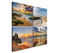 murando Canvas Wall Art Beach & Sea 40x40 cm / 16"x16" 4 pcs Canvas Prints Art Deco Pictures for Bedroom Walls Home Decor Wall Pictures for Living Room Landscape Ocean Tropical Sunset c-B-0485-b-i