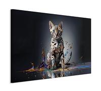 murando - Canvas Wall Art Cat 90x60 cm - 1 piece Large Canvas Prints XXL - Art Deco Pictures for Bedroom Walls- Home Decor Wall Pictures for Living Room - Animal Portrait Paint g-H-10069-b-a