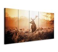 murando Canvas Wall Art Deer Forest 150x60 cm / 59”x24” 5 pcs. Large Canvas Prints XXL - Art Deco Pictures for Bedroom Walls - Home Decor Wall Pictures for Living Room - Nature Animal Landscape