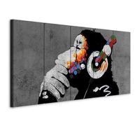 murando Canvas Wall Art DJ Monkey 225x90 cm/ 90"x35" 5 pcs Large Canvas Prints XXL Art Deco Pictures for Bedroom Walls Home Decor Wall Pictures for Living Room Banksy Concrete Music g-A-0289-b-m