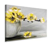 murando Canvas Wall Art Flowers 120x80 cm / 48"x32" 1 pcs Large Canvas Prints XXL - Art Deco Pictures for Bedroom Walls - Home Decor Wall Pictures Yellow Grey Magnolia like painted b-C-0479-b-b