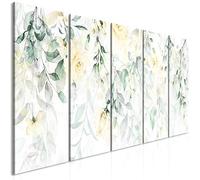 murando Canvas Wall Art Flowers 225x90 cm/ 89"x36" Non-woven Canvas Prints Image Framed Artwork Painting Picture Photo Home Decoration 5 pieces Leaves Rose Nature yellow green Plants b-A-0698-b-o