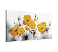 murando Canvas Wall Art Flowers Poppy 135x45 cm / 53"x18" 1pcs Large Canvas Prints XXL Art Deco Pictures for Bedroom Walls Home Decor Wall Pictures for Living Room Yellow Grey Sparkles b-A-0511-b-a