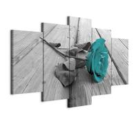 murando Canvas Wall Art Flowers Rose 200x100 cm / 80"x40" 5 pcs | Large Canvas Prints XXL Art Deco Pictures for Bedroom Walls Home Decor Wall Pictures for Living Room grey black white blue