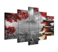 murando Canvas Wall Art Japan 200x100 cm / 80"x40" 5 pcs Large Canvas Prints XXL - Art Deco Pictures for Bedroom Walls - Home Decor Wall Pictures for Living Room Landscape black white red c-C-0241-b-m