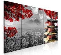 murando Canvas Wall Art Japan 200x80 cm / 80"x31" 5 pcs Large Canvas Prints XXL - Art Deco Pictures for Bedroom Walls - Home Decor Wall Pictures for Living Room Landscape black white red c-C-0240-b-m