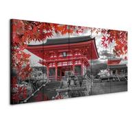 murando Canvas Wall Art Japan 200x80 cm / 80"x31" 5 pcs Large Canvas Prints XXL - Art Deco Pictures for Bedroom Walls - Home Decor Wall Pictures for Living Room red grey d-C-0159-b-m