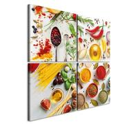 murando Canvas Wall Art Kitchen 40x40 cm / 16"x16" Non-woven Canvas Prints Image Framed Artwork Painting Picture Photo Home Decoration 4 pcs. Spice Pepper Chilli Spoon Olive Lemon j-B-0039-b-i