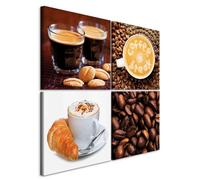 murando Canvas Wall Art Kitchen 80x80 cm / 31"x31" 4 pcs Large Canvas Prints XXL Art Deco Pictures for Bedroom Walls Home Decor Wall Pictures for Living Room Coffee Beans Food Drink Croissant 051466