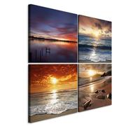 murando Canvas Wall Art Landscape 40x40 cm / 16"x16" 4 pcs Canvas Prints Art Deco Pictures for Bedroom Walls - Home Decor Wall Pictures for Living Room Beach Sea Nature Sunset Lake c-C-10055-b-a