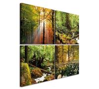 murando Canvas Wall Art Landscape 40x40 cm / 16"x16" Non-woven Canvas Prints Image Framed Artwork Painting Picture Photo Home Decoration 4 pcs Forest Tree Nature Meadow Green c-B-10063-b-a