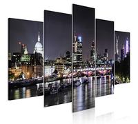 murando Canvas Wall Art London 150x75 cm / 59"x30" 5 pcs. Non-woven Canvas Print Framed Wall Art work Picture Photo Home Decoration City Panorama Night England d-B-0335-b-m