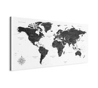 murando Canvas Wall Art Mega XXXL World map Canvas print 200x100 cm / 78.7” x 39.3” Unique Prints Self-assembly Home Decor Big Picture Photo Painting Image DIY black white k-A-0422-ak-e
