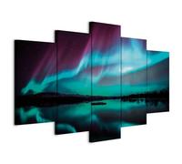 murando Canvas Wall Art Northern Lights 150x75 cm / 59"x30" 5 pcs Large Canvas Prints XXL Art Deco Pictures for Bedroom Walls Home Decor Wall Pictures for Living Room Night Iceland Nature c-B-0290-b-n