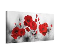 murando Canvas Wall Art Poppy 135x45 cm / 53"x18" 1pcs Large Canvas Prints XXL Art Deco Pictures for Bedroom Walls Home Decor Wall Pictures for Living Room Red Flowers Grey like painted b-A-0339-b-a