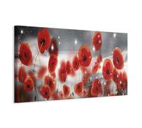 murando Canvas Wall Art Poppy 90x30 cm / 35"x12" 1pcs Large Canvas Prints XXL - Art Deco Pictures for Bedroom Walls - Home Decor Wall Pictures for Living Room Flower Red Grey Sparkles b-C-0157-b-a