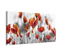 murando - Canvas Wall Art Poppy Flowers 150x50 cm - 1 piece Large Canvas Prints XXL - Art Deco Pictures for Bedroom Walls- Home Decor Wall Pictures for Living Room- Flower Red Orange Grey b-A-0820-b-a