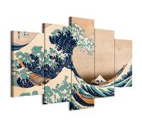 murando Canvas Wall Art The great wave of Kanagawa 225x112.5 cm / 90”x45” | 5 pcs Large Canvas Prints XXL Art Deco Pictures for Bedroom Walls Home Decor Wall Pictures Katsushika Hokusai