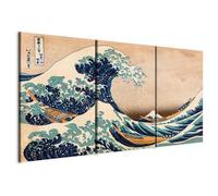 murando Canvas Wall Art The great wave of Kanagawa 60x30 cm / 24"x12" 3 pcs Large Canvas Prints XXL Art Deco Pictures for Bedroom Walls Home Decor Wall Pictures Katsushika Hokusai p-B-0009-b-e