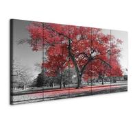 murando Canvas Wall Art Tree 225x90 cm/ 90"x35" 5 pcs Large Canvas Prints XXL - Art Deco Pictures for Bedroom Walls - Home Decor Wall Pictures for Living Room Trees Nature black white red c-B-0446-b-n